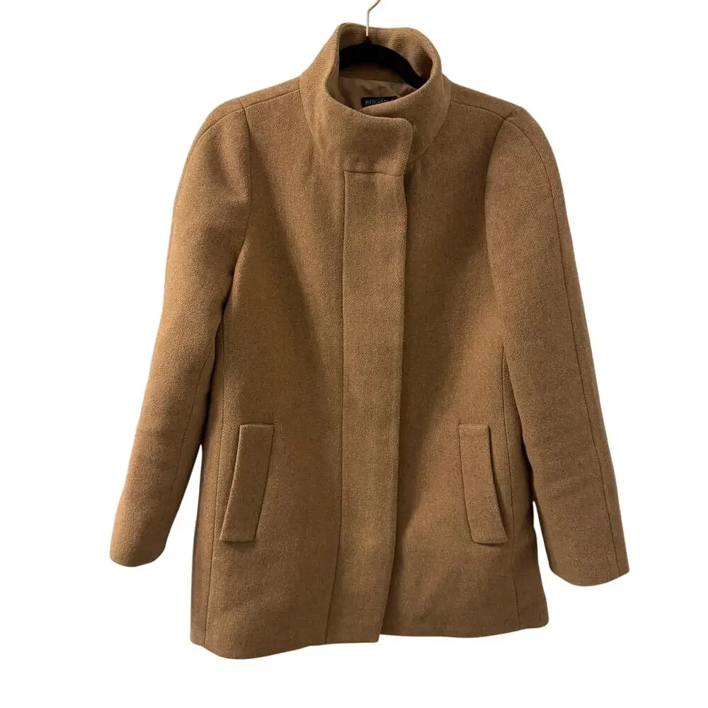 J. CREW $298 HEATHER ACORN WOOL BLEND BUTTON NECK CITY COAT SZ 6 - Picture 3 of 8